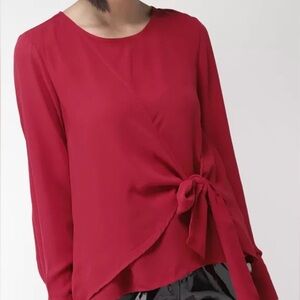 Forever 21 Red Wrap Tie Front Blouse